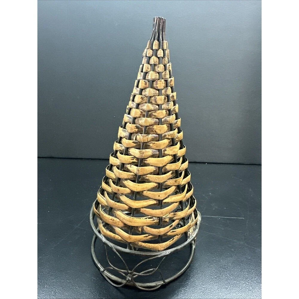 Rustic Woven Wicker Cone Christmas Tree Farmhouse Decor 8